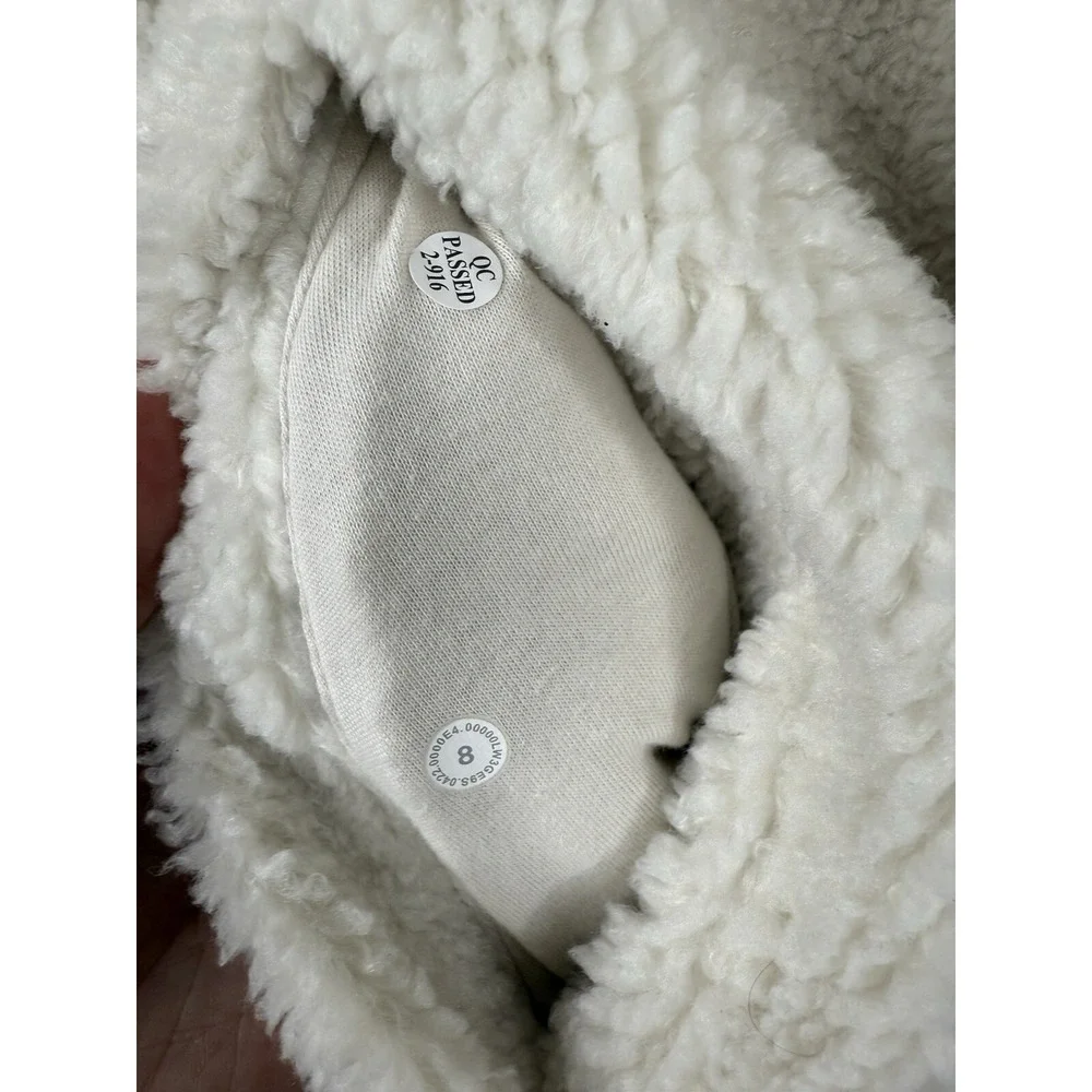 Lululemon Cream So Sherpa Textured Teddy Coat Fleece Collarless Jacket 8 Fleece